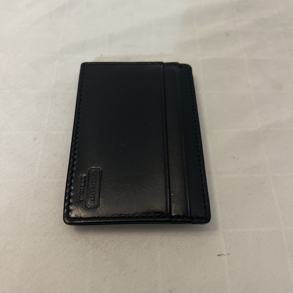 Coach Money Clip Credit Card Holder Case ID Black 4" X 3" Leather Embossed EUC - Picture 1 of 6
